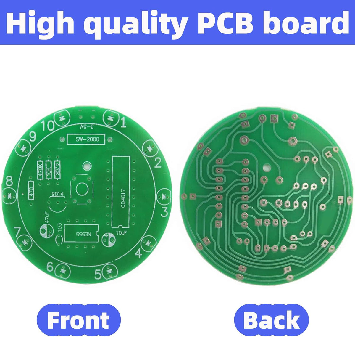 2PCS Soldering Practice Kit CD4017 NE555 DIY Lucky Wheel LED Light Circuit Board Solder Project for Electronics Beginners to Learn and Training