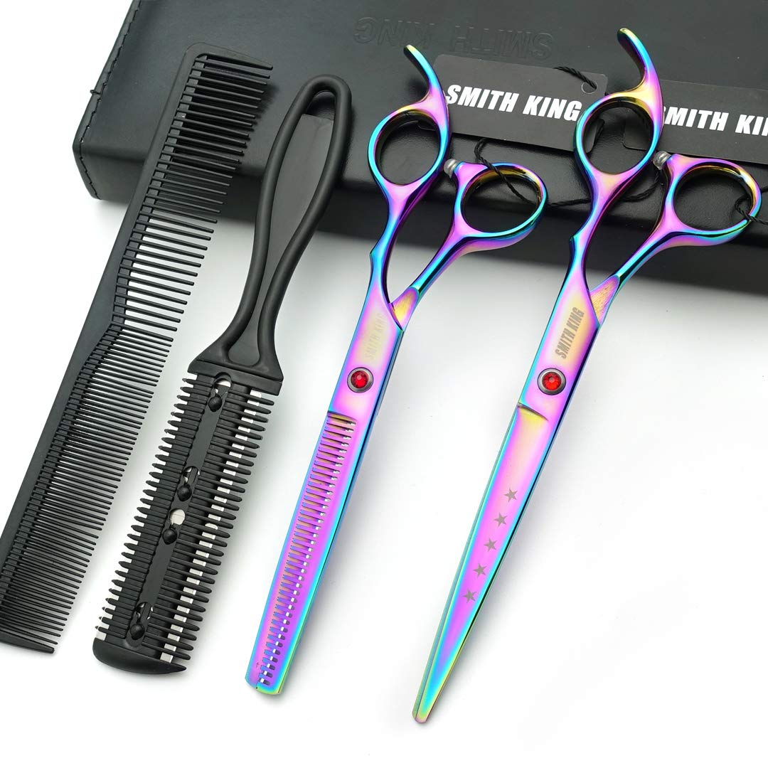 7.0 Inches Hair Cutting Scissors Set with Combs Lether Scissors Case,Hair cutting shears Hair Thinning shears For