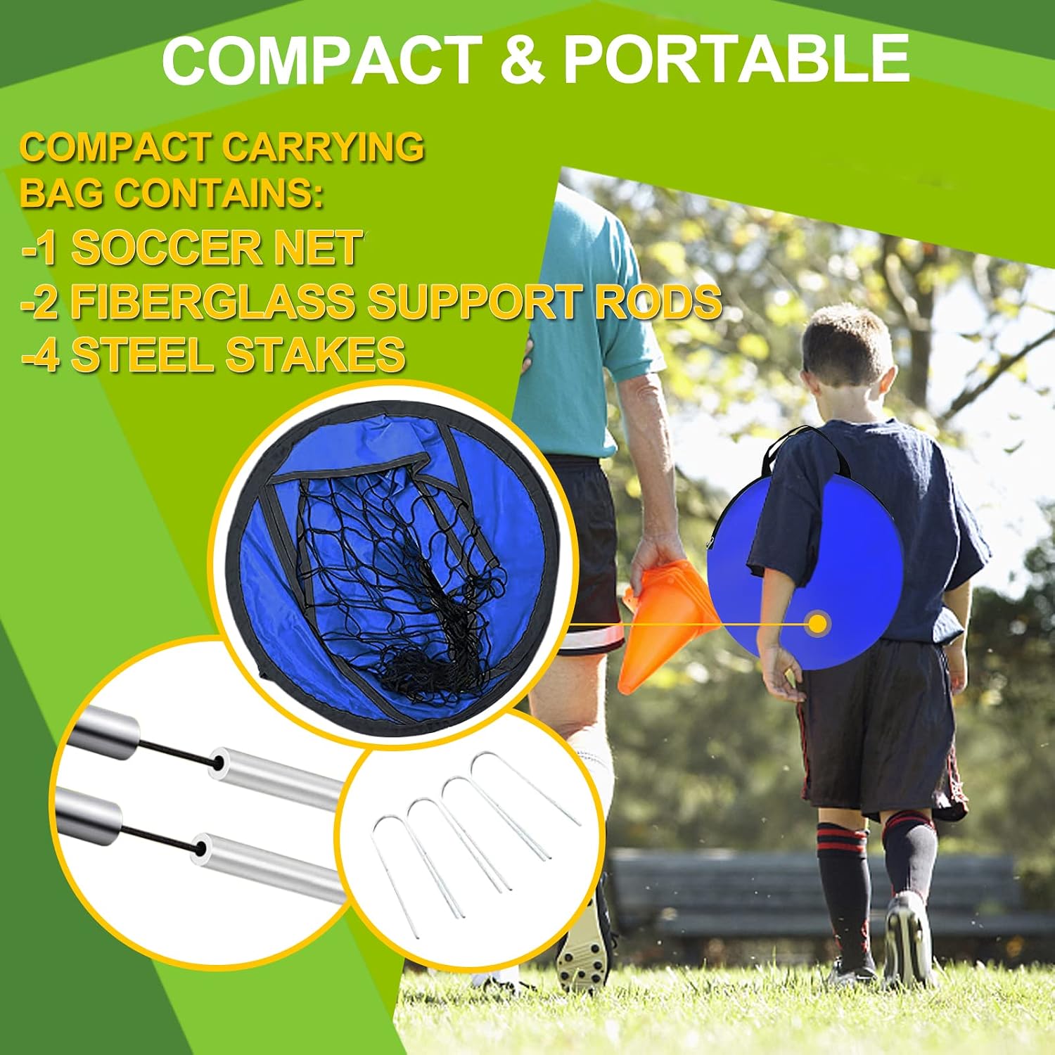 Pop Up Soccer Goals Nets for Backyard Beach Soccer Training Net Mini Portable Foldable Lightweight Indoor + Outdoor