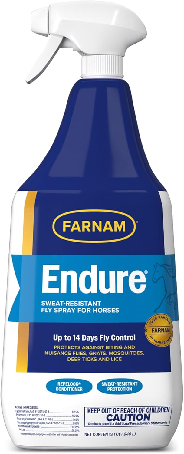 Endure Fly Spray for Horses, Long-Lasting Fly Repellent, 32 oz Spray