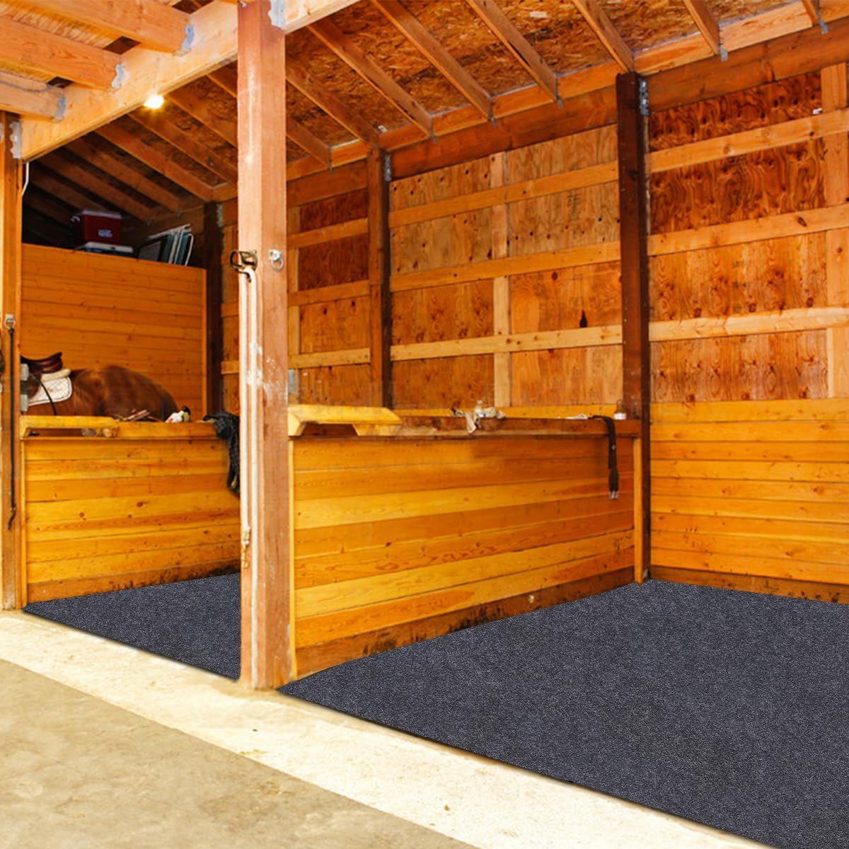 Under Horse/Stable Mats，8 x 10 FT Horse shed floor mat——Backing prevents liquid penetration,Duty Stall Mats for Floor