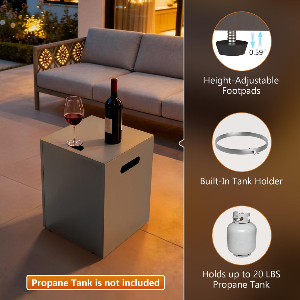 2-Piece 42" Rectangular Propane Fire Pit Table for Outside Patio 50,000 BTU