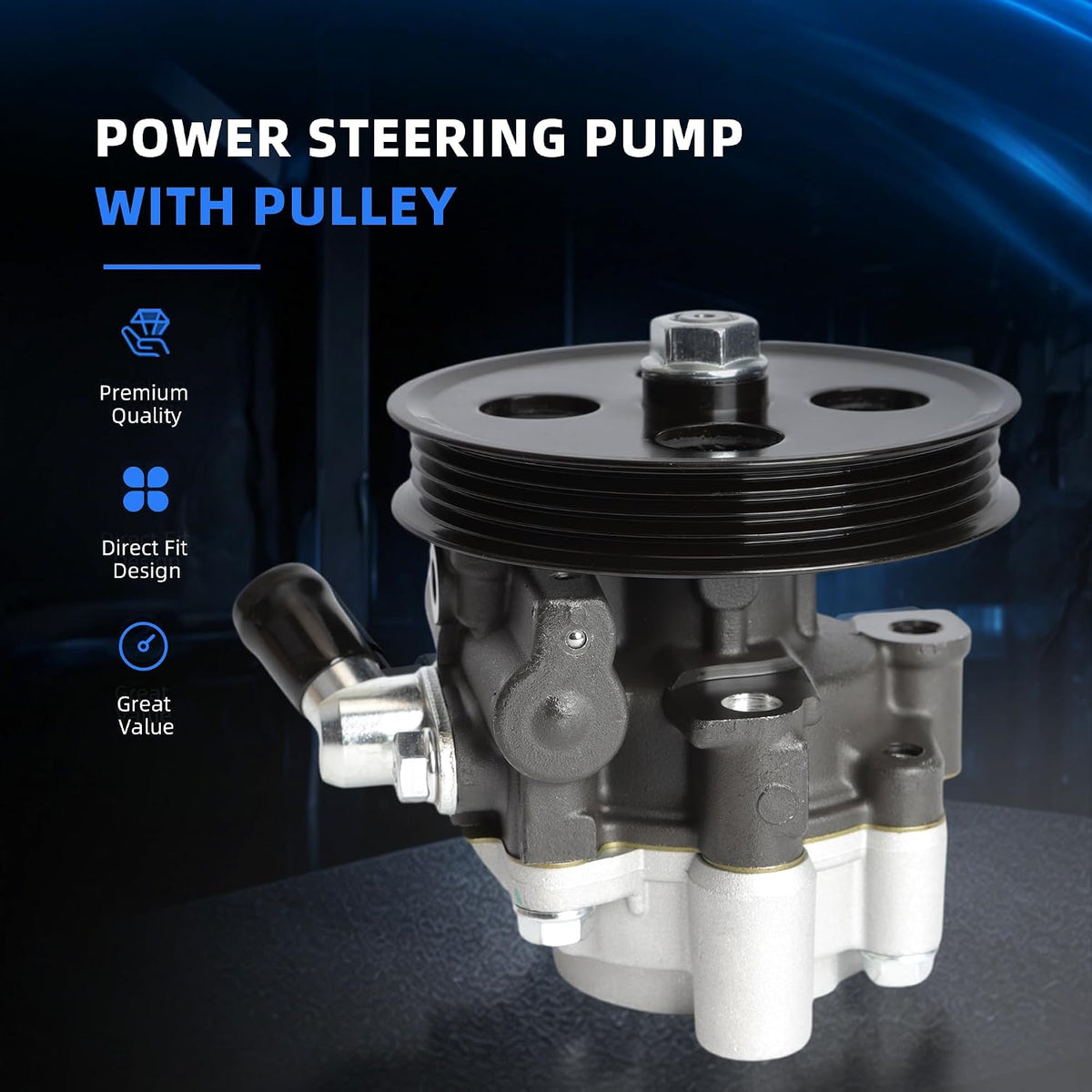 Power Steering Pump w/Pulley for Toyota Camry 95-06/Avalon 95-04