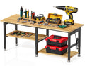 72”Heavy Duty Work Bench, 2-Layer Adjustable Workbench, 5000 LBS Capacity Work Bench with Power Outlet & Pegboard