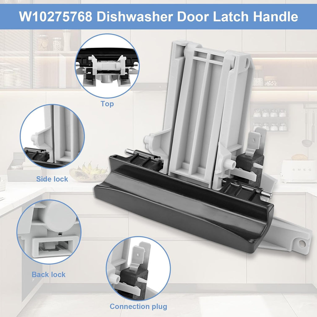 W10130695 W10275768 Dishwasher Door Latch Handle Black Compatible with Whirlpool Maytag Dishwasher Parts WPW10130695 Quiet Series 300 Handle WPW10275768 AP6018386 WPW10275768 PS11751688 MDB7600AWS