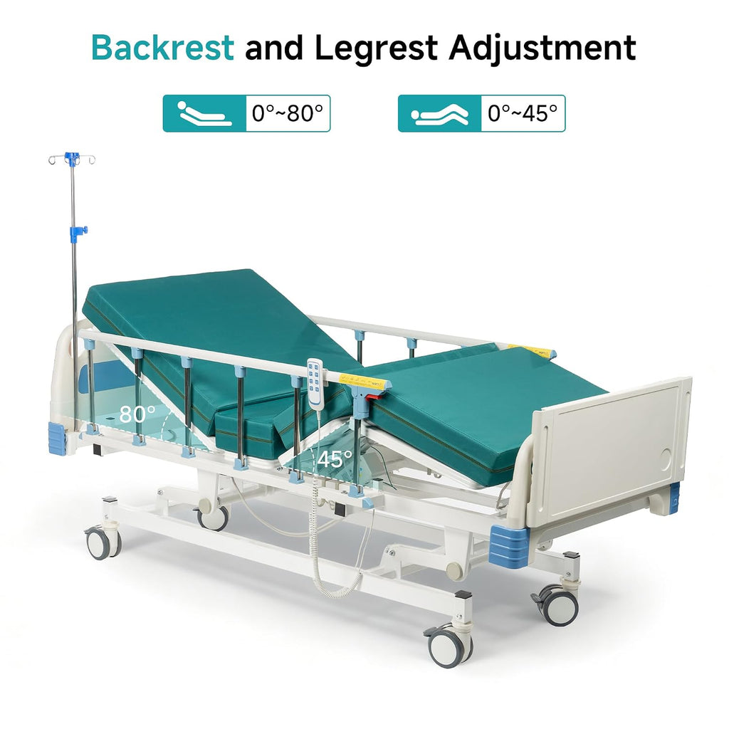 Full Electric Hospital Bed for Home Use, ICU Medical Bed, Premium 3 Function Hospital ICU Bed with Remote Control, IV