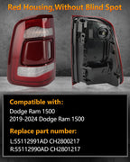 Left and Right Tail Light Compatible With Dodge Ram 1500 19-24