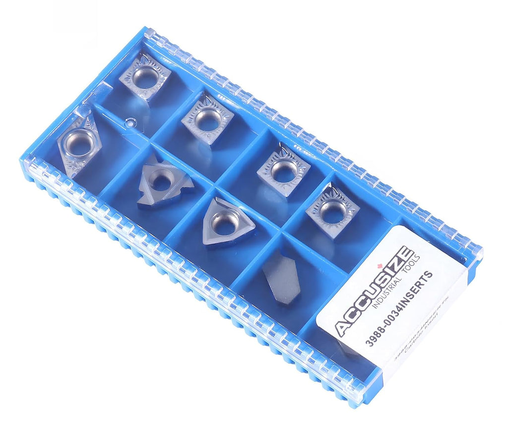 Accusize Carbide Insert Set for 5/8 in Turning Tool, 10 Pc, for Aluminum