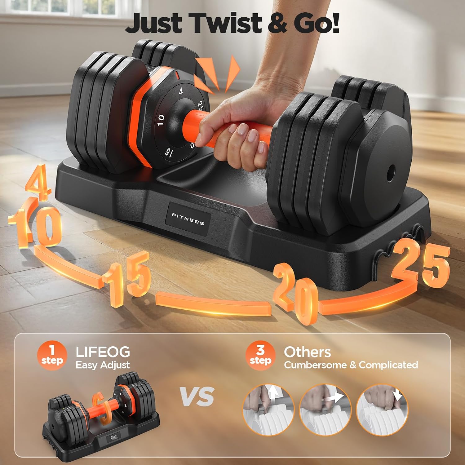 2026 FDB2 Updated Adjustable Dumbbell Set of 2, 5-in-1/10-in-1 Weights Dumbbell Set with Storage Box, 25lbs/55lbs