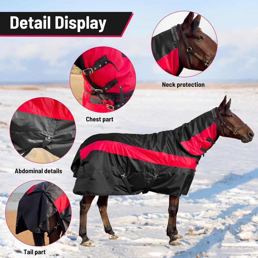 Horse Turnout Blanket, Waterproof Medium Weight Winter Blanket for Horses