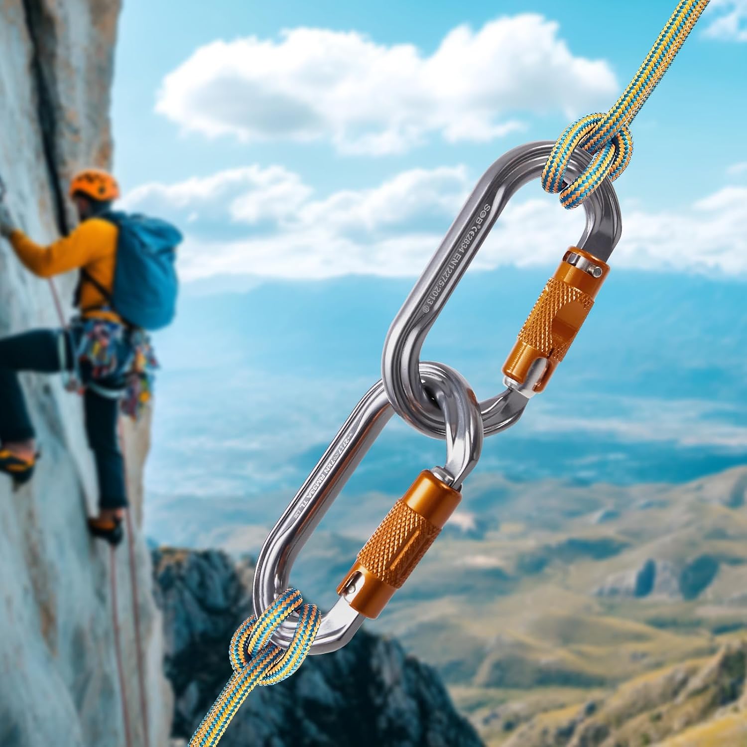 Heavy Duty Carabiner Clips -Auto Locking Climbing Carabiner, Industrial Strength Climbing Hooks for Keychains