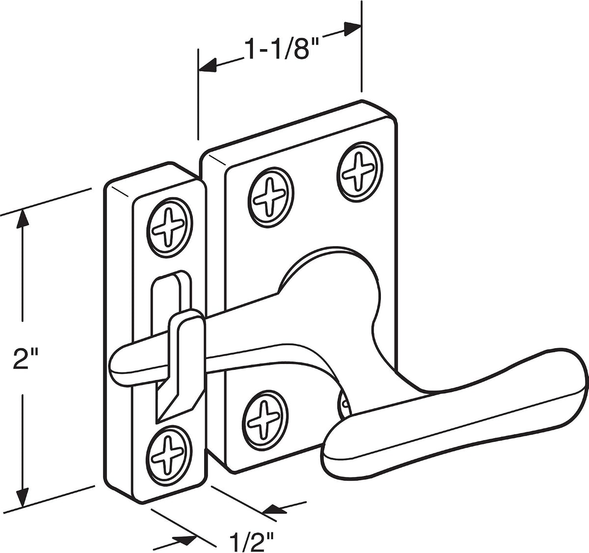 U 9936 Diecast with White Finish, Casement Window Sash Lock (Single Pack)