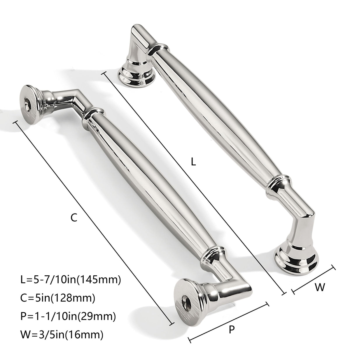 10 Pack 5 Inch Hole Center Polished Nickel Cabinet pulls Solid Heavy Duty Cabinet Pull Cabinet Handles Kitchen