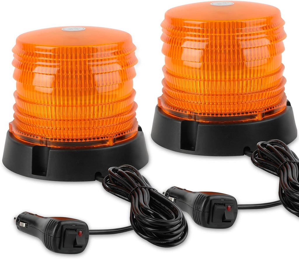 2pcs LED Warning Flash Beacon Lights, 60 LED Amber Warning Safety Flashing Strobe Lights with Magnetic and 16 ft