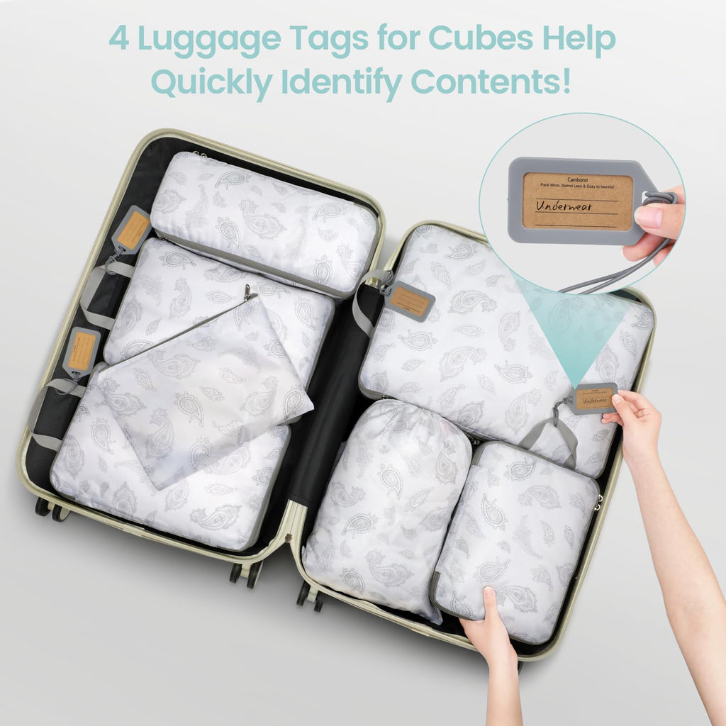 Compression Packing Cubes Travel - White Teardrop-shaped Texture