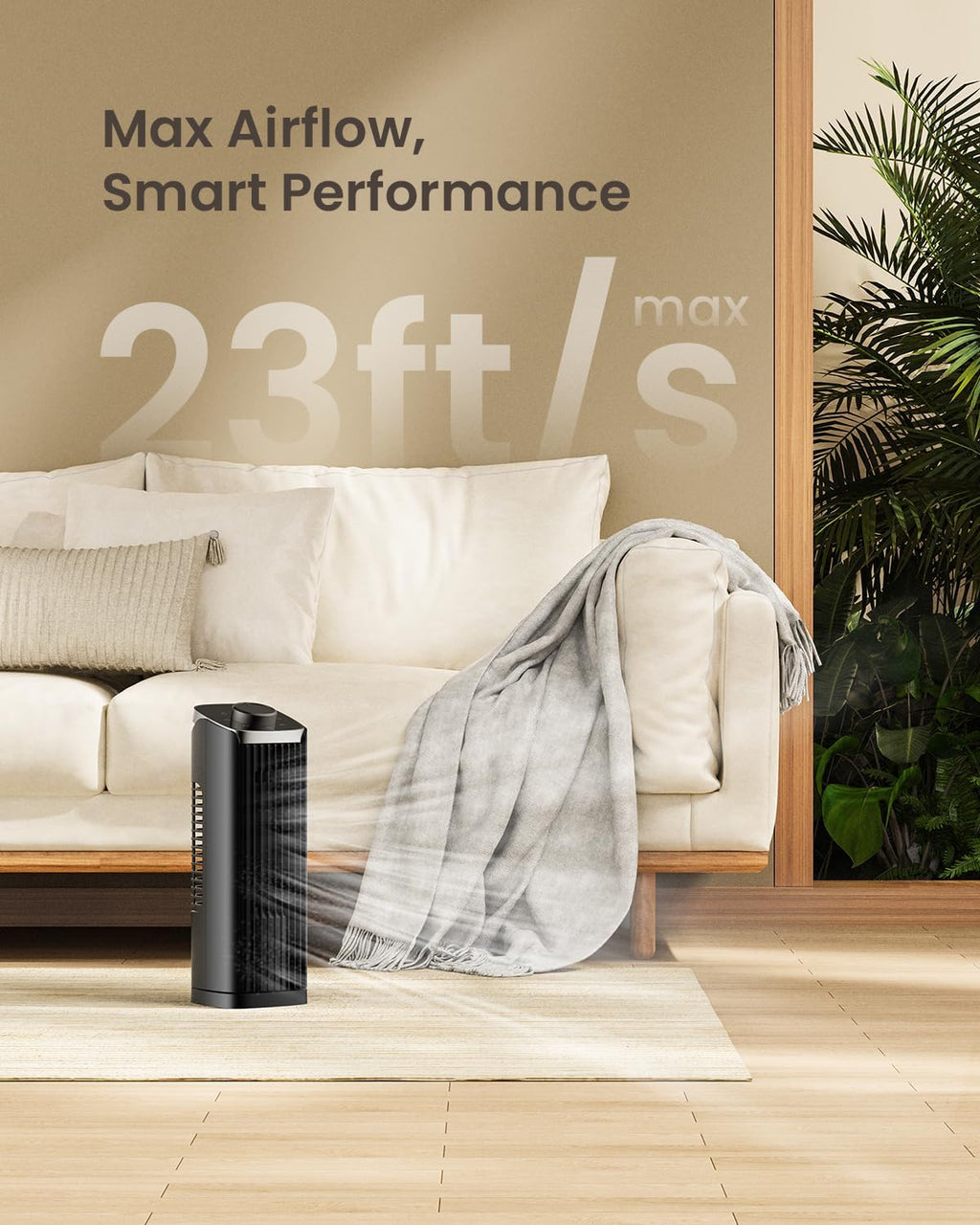Fan for Bedroom, 13" Tower Fan with 3 Speeds Max 23ft/s, 70° Oscillating Desk Fan, Bladeless Standing Fan, Portable