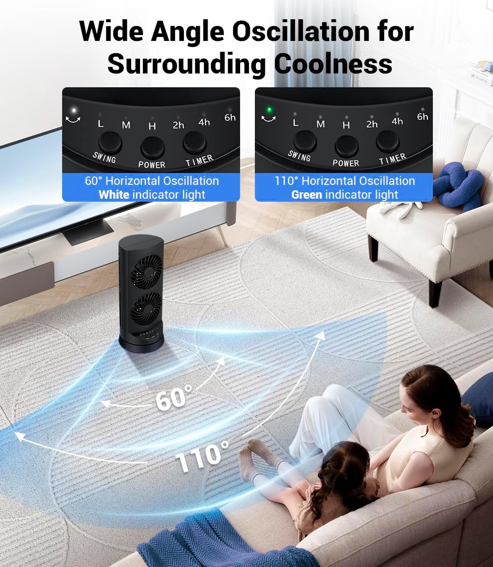 Personal Tower Cooling Fans that Blow Cold Air,25dB Quiet Fan with 24ft/s | Standing Small Desk Fan with 3 Speeds &