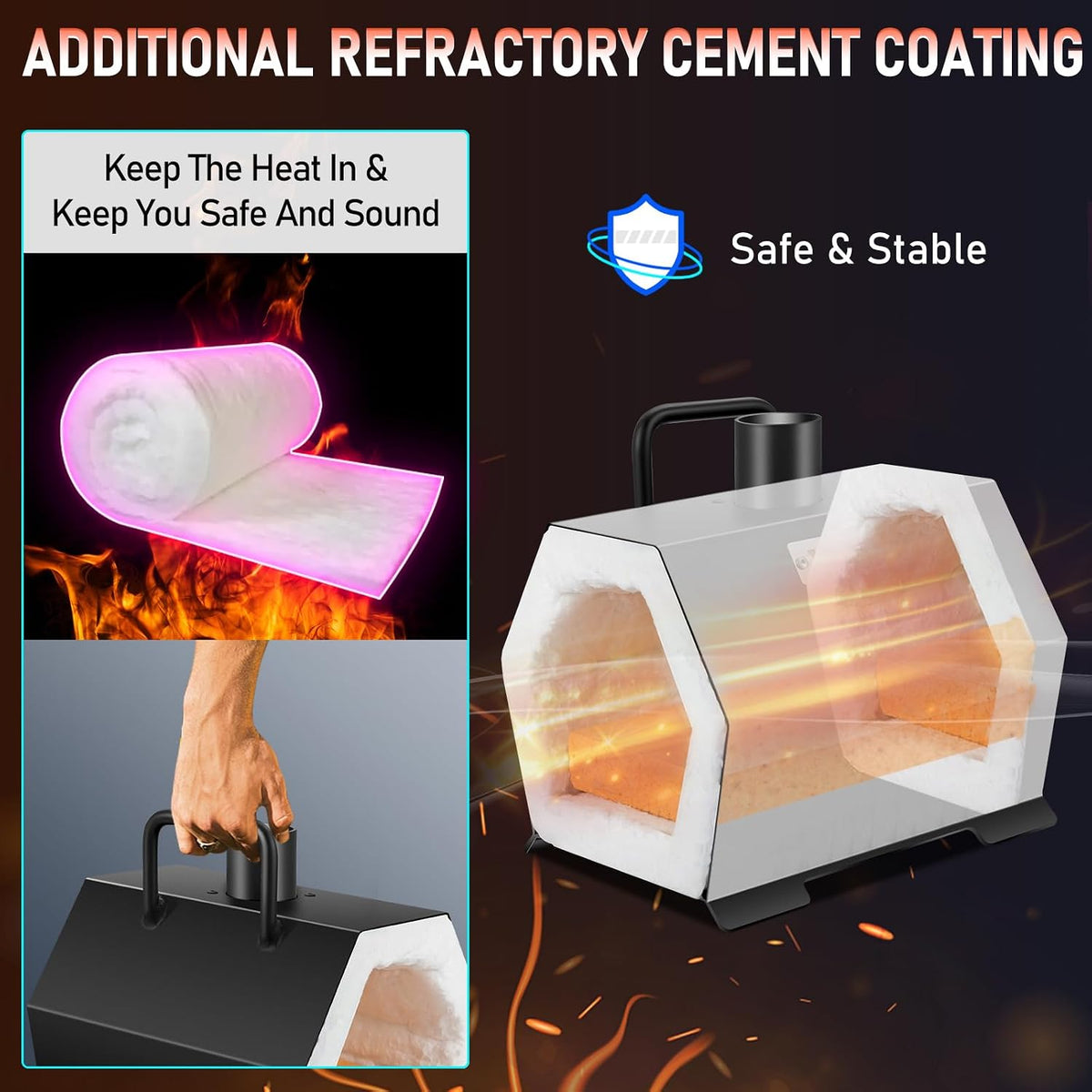 Propane Forge Portable, Single Burner 2600°F Metal and Knife Forge, Large Capacity Blacksmithing Farrier Forges, Gas