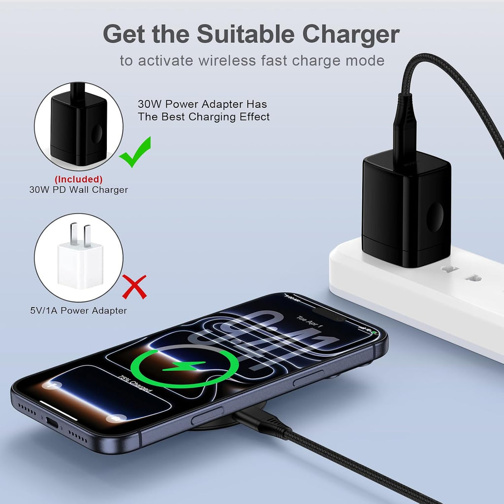 Super Fast Magnetic Wireless Charger Pad MagSafe 25W with 30W Power Adapter | Wireless Charger Mat for Google Pixel