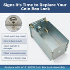 W11190039 Coin Box Lock Assembly with 2 Keys for Whirlpool Commercial