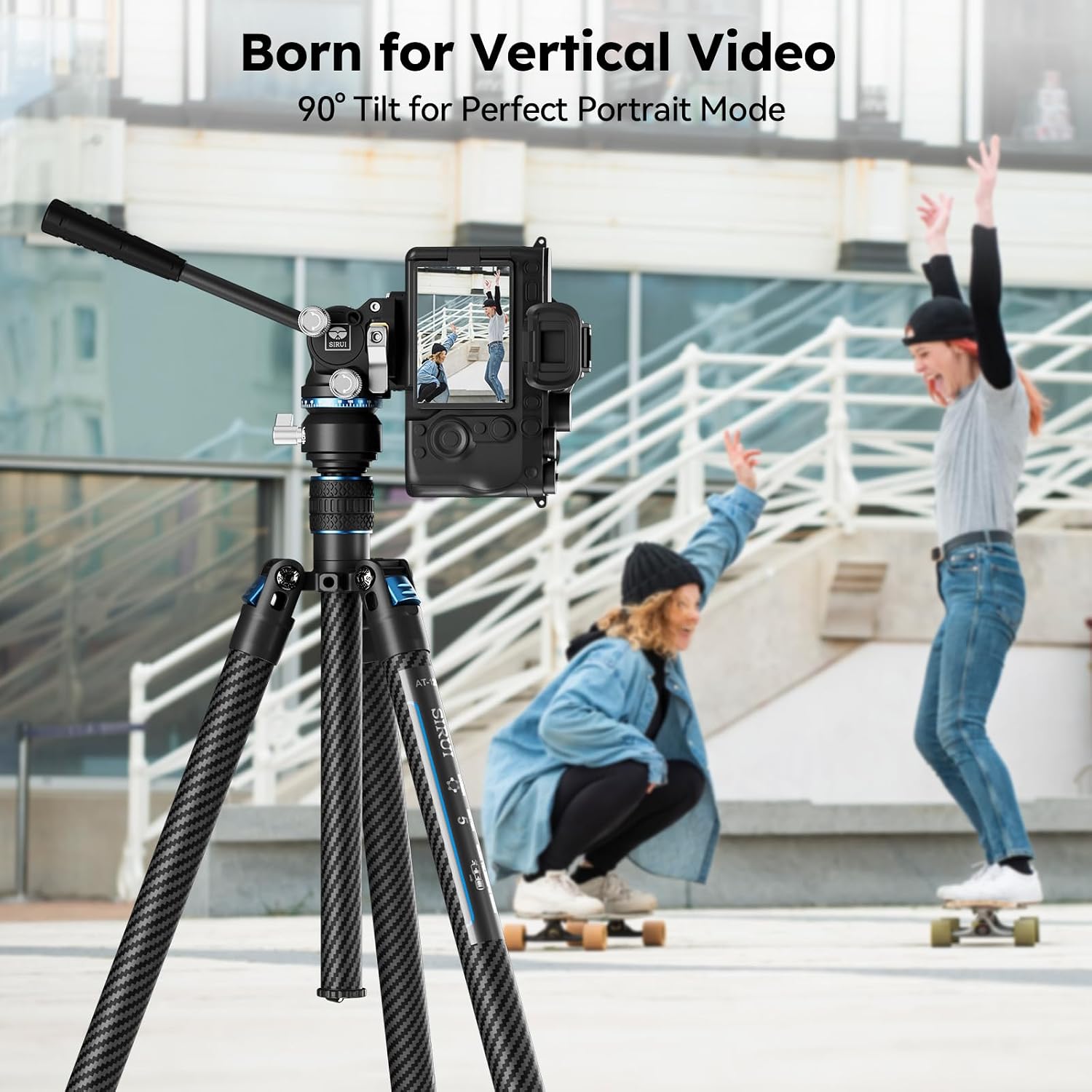 Traveler Air-T Carbon Fiber Travel Tripod, KV-10 Fluid Head, 61" | 8° Leveling Base, 11LB Load, 360° Pan, ±90° Tilt