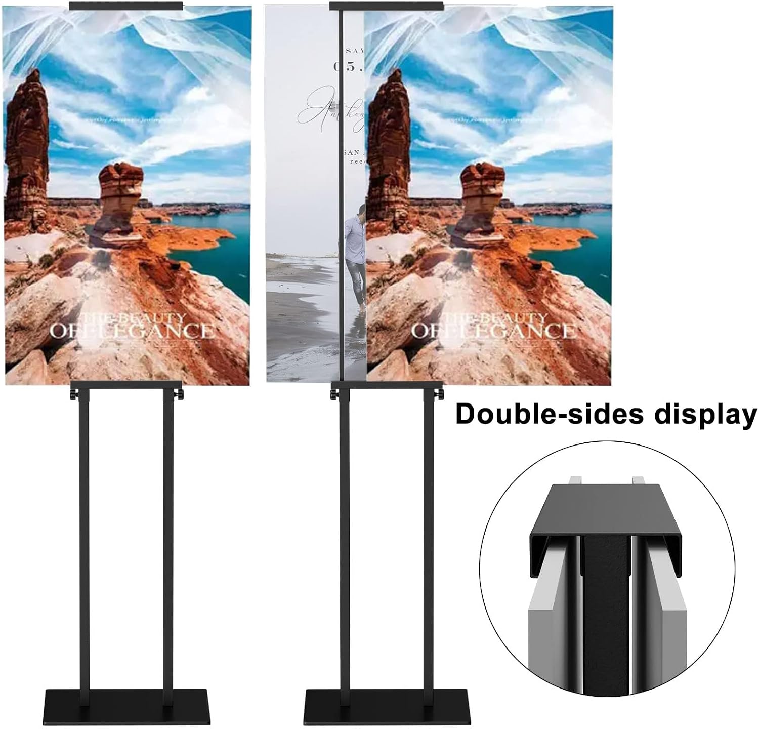 Poster Stand for Display Pedestal Sign Stand | Double Sided Sign Holder Floor Stand, Non-Slip Base, Heavy Duty, 75"