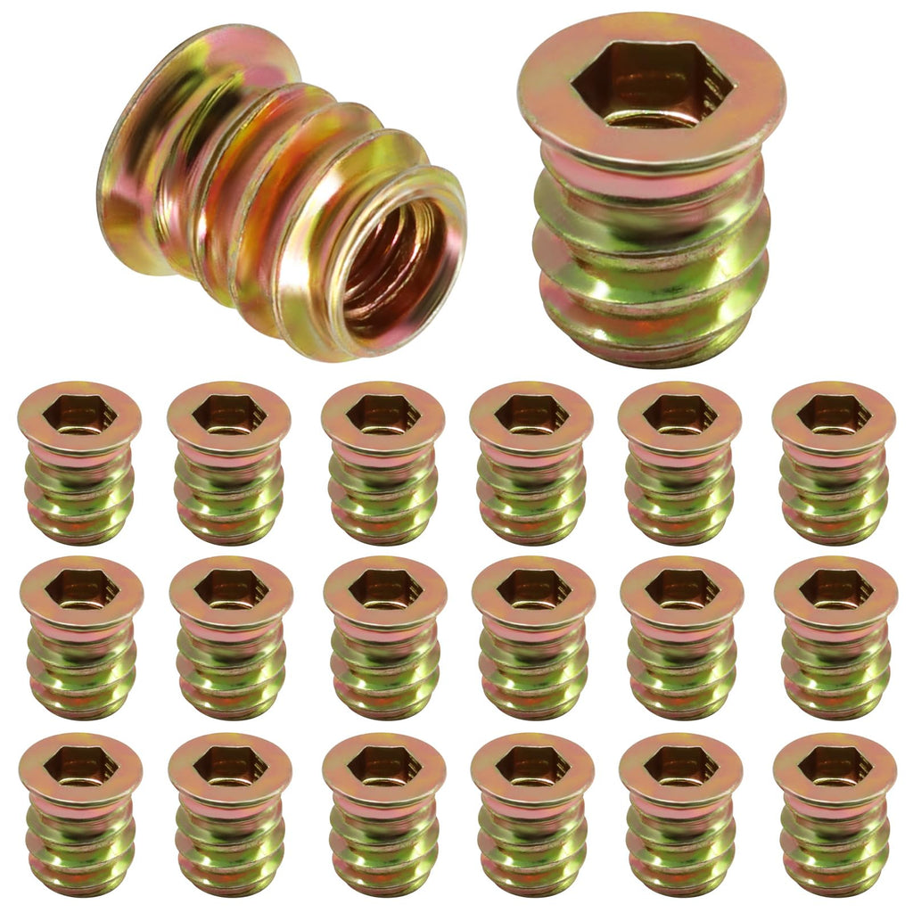Piutouyar 20 Pcs M6x13mm Threaded Inserts Nuts for Wood