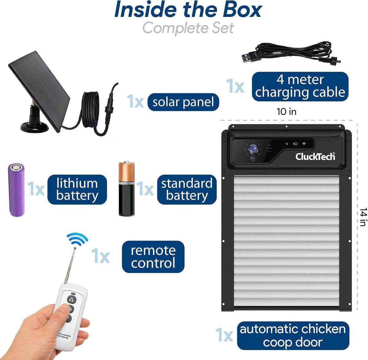 Automatic Chicken Coop Door with 1080p Camera - Solar Powered - 5000mAh Battery - App Remote Control and Opener with