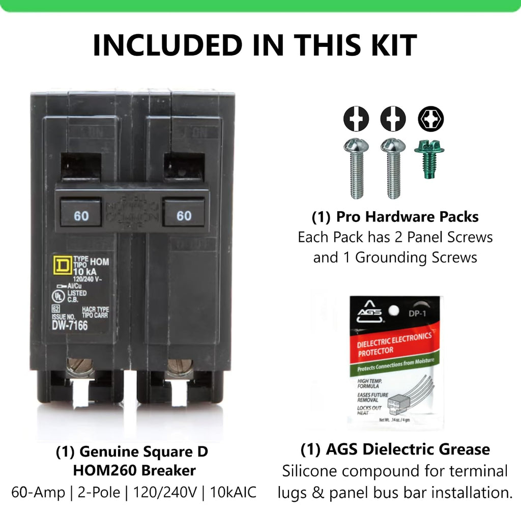 Genuine Square D HOM260 60 Amp Double Pole Circuit Breaker Kit