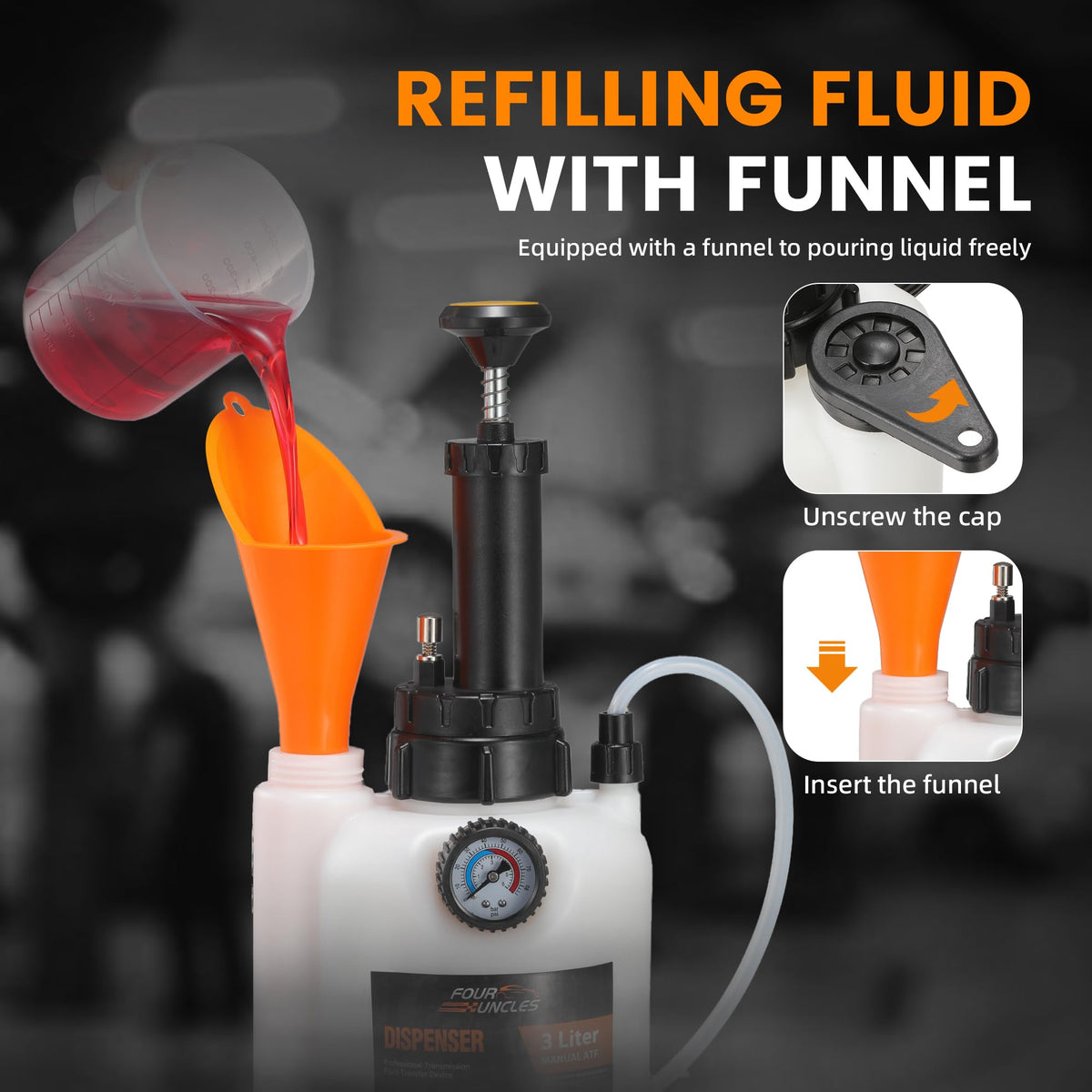 FOUR UNCLES 3L Transmission Fluid Pump Kit with 13 ATF Adapters