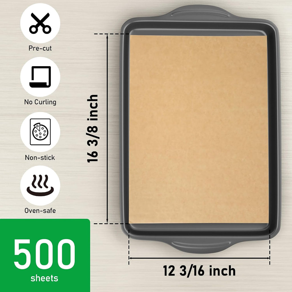 500 Pcs Non-Stick Parchment Paper Baking Sheets 12-3/16"x16-3/8"