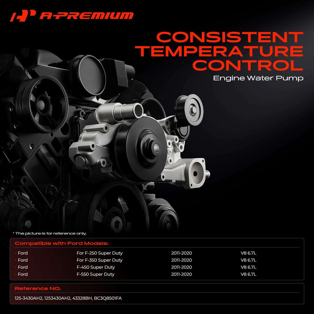 A-Premium Engine Water Pump (V8 6.7L) Compatible with Ford