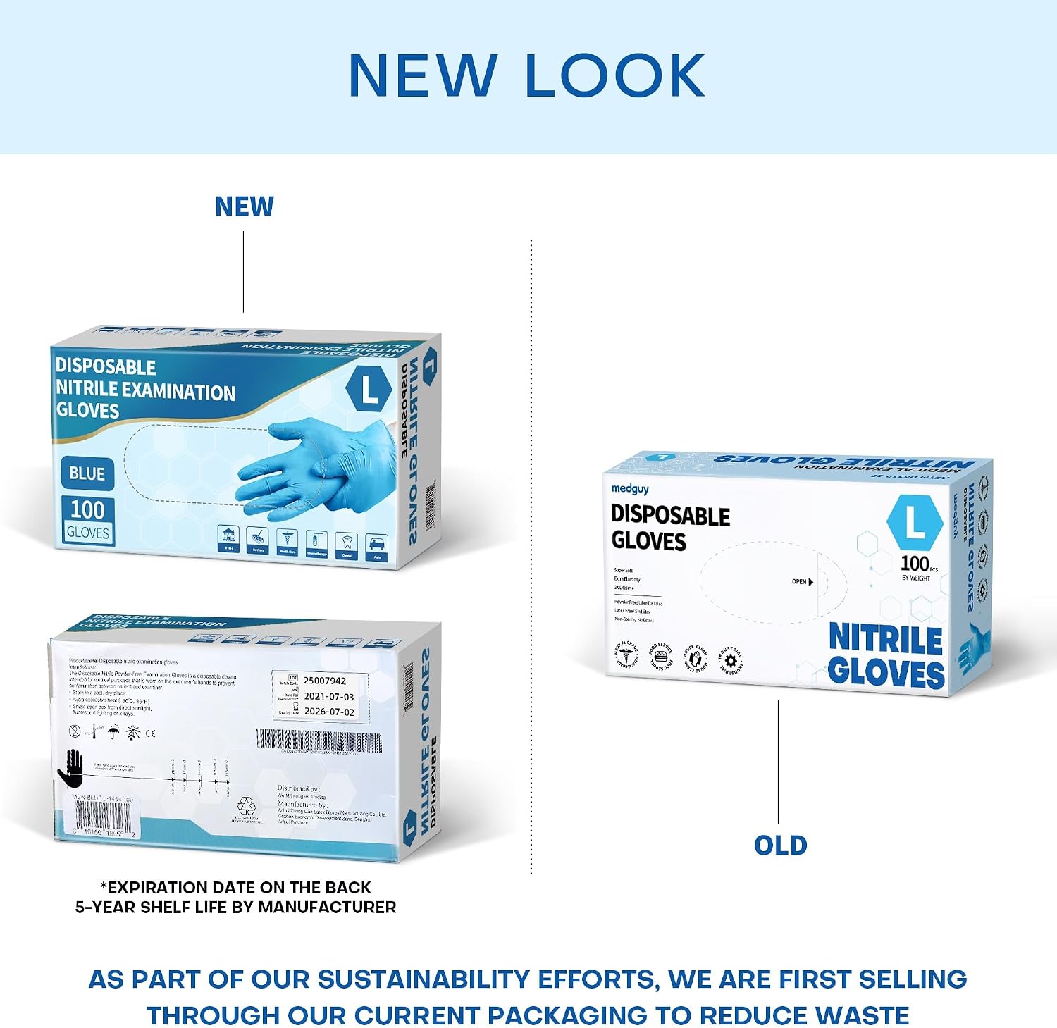 Medical Blue Nitrile Disposable Exam Gloves 4Mil Latex & Powder-Free | Flex • Powder-Free & Latex-Free • Medical •