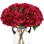 6Pcs Hydrangea Artificial Flowers Silk Hydrangeas,Dark Red