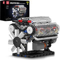 V8 Engine Building Blocks Sets, MOC Scale Model Kit with Battery Box and Motor, Collectible Set for Adults