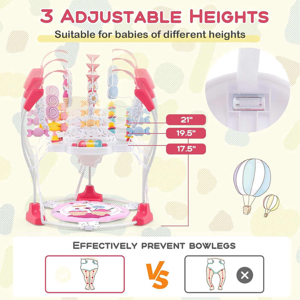 Baby Jumpers and Bouncers, Infant Activity Center with Music Lights Sounds, 360° Rotating Seat and 3 Adjustable