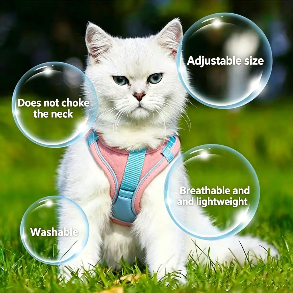 Escape Proof Cat Harness and Leash, Cat Collars, Harnesses & Leashes, Escape-Proof Cat Harness Set, Adjustable