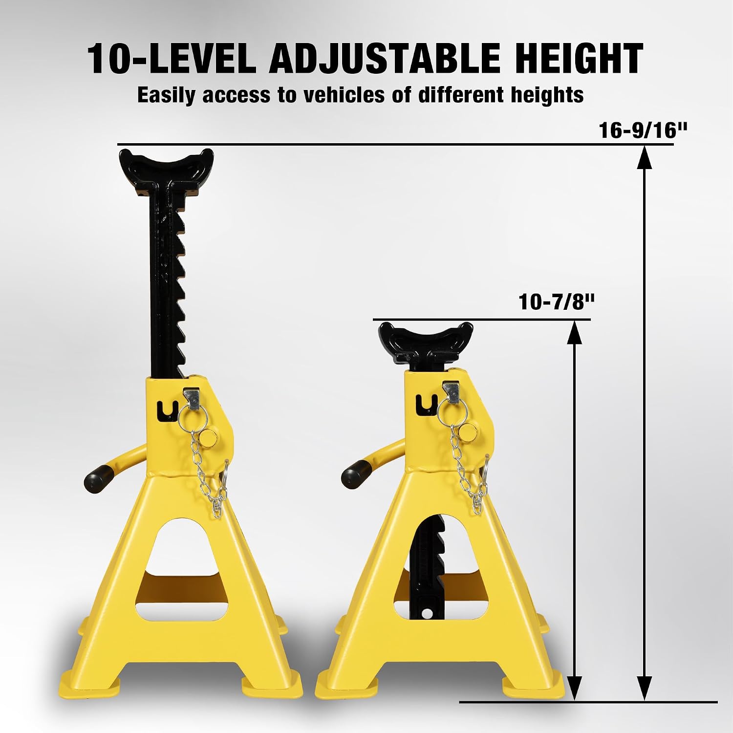 Car Jack Stands 3 Ton with Double Locking and Large Foot Base for Lifting SUVS, Heavy Duty Steel, 6600 lb Capacity, 1