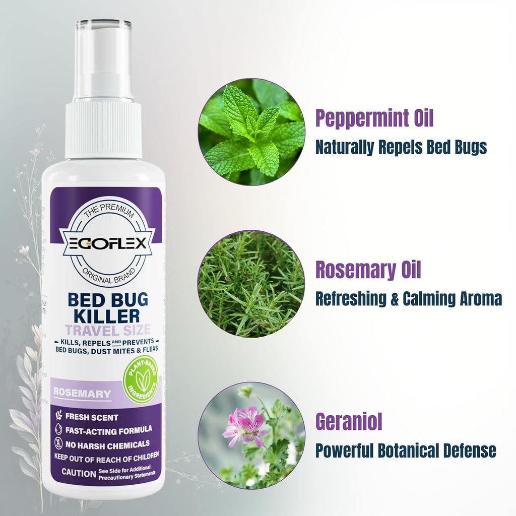 3-Pack Bed Bug Killer Spray - Travel Size TSA Approved - Repels Bed Bugs, Dust Mites, Lice & Fleas with Natural