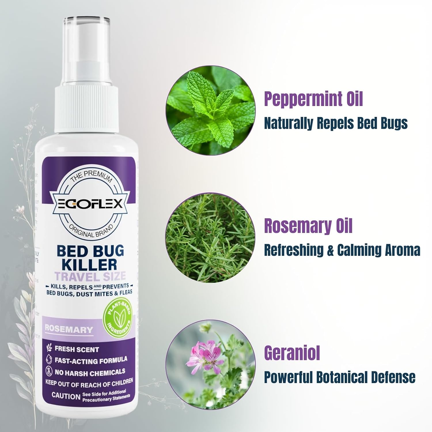 3-Pack Bed Bug Killer Spray - Travel Size TSA Approved - Repels Bed Bugs, Dust Mites, Lice & Fleas with Natural