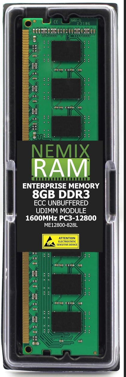 NEMIX RAM 8GB (1X8GB) DDR3 1600MHz PC3-12800 2Rx8 1.35V 240-PIN ECC UDIMM Unbuffered Memory