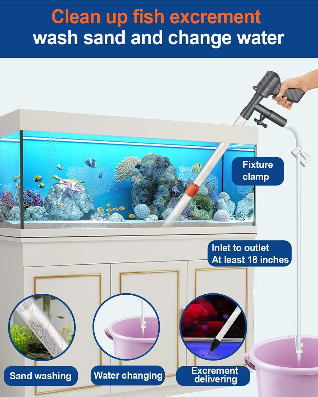 Aquarium Gravel Cleaner [2026 Edition] Vacuum Fish Tank Vacuum Cleaner Tools for Aquarium Water Changer with Aquarium