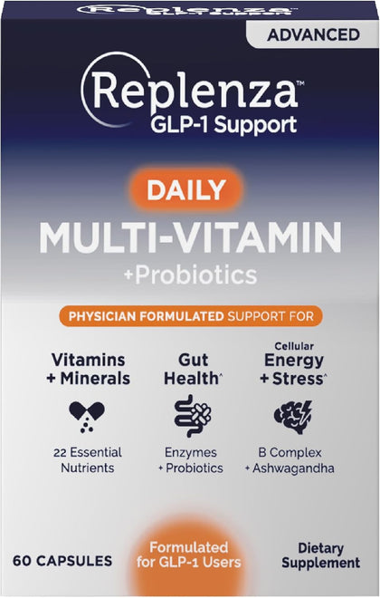 Advanced Multivitamin – Daily Essential Vitamins and Minerals + Probiotics for GLP-1 Support, Gut Health, Stress &