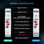 Multifunction Time Relay 16A Delay ON Off Time Relay GRT8-M2 AC DC 12-240V