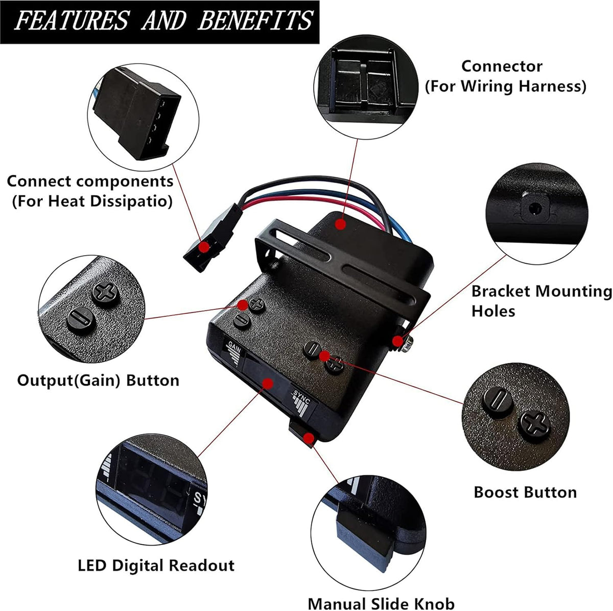 Brake Controller, Digital Electric Trailer Brake Controller Easily Control Trailers with 1-4 Axles, for Light-Duty
