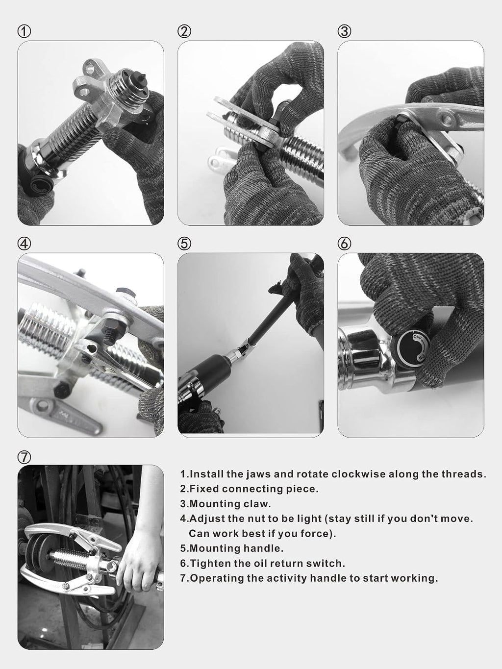 5 Ton Hydraulic Gear Puller, 2/3-Jaw Bearing Hub Puller