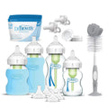 Anti-Colic Options+ Wide-Neck Glass Baby Bottle Starter Set with 100% Silicone Bottle Sleeves, Level 1, 2, and 3