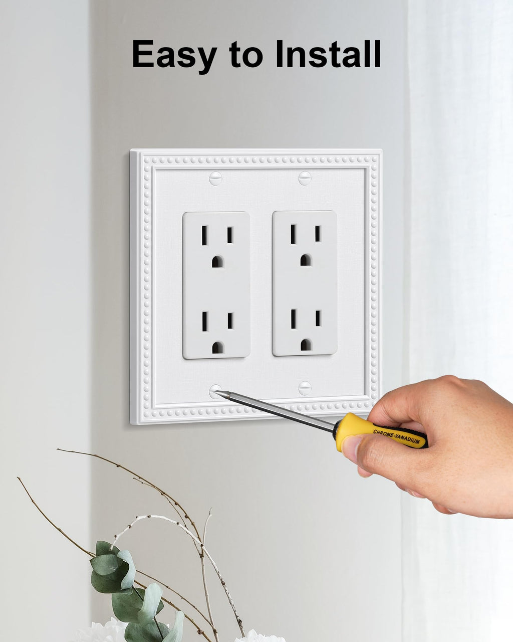 2-Pack Pearl Unbreakable Polycarbonate Double Decorator Outlet Cover Plate