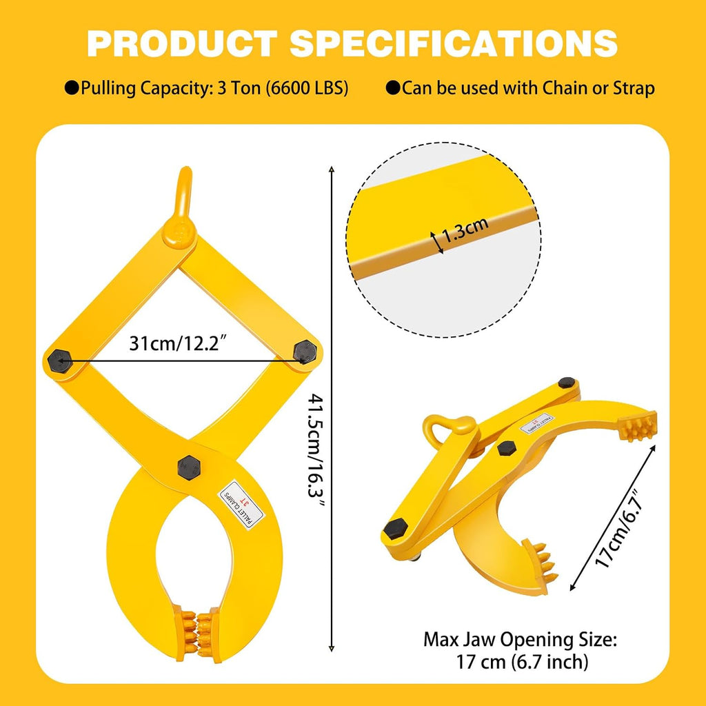 Pallet Puller,3T/6600 LBS Capacity Pallet Jack Puller,Heavy Duty Single Scissor Clamp for Forklift Chain,Pulling