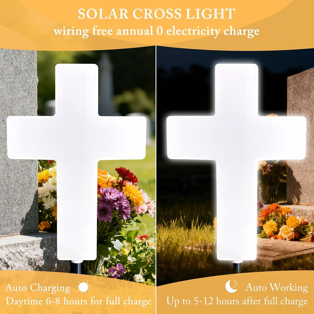 Solar Cross Light, Grave Decorations for Cemetery Memorial